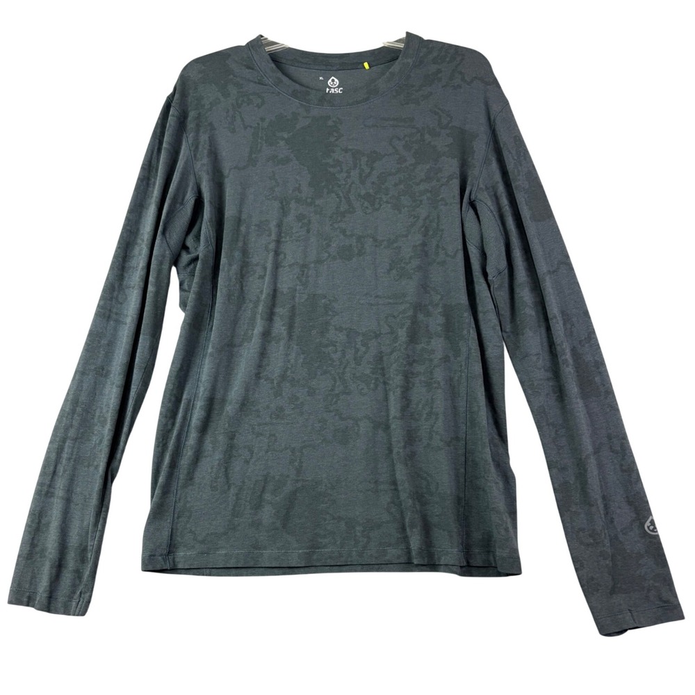 Tasc Performance Women XL Gray Bamboo Cotton Long Sleeve Camo Activewear Top